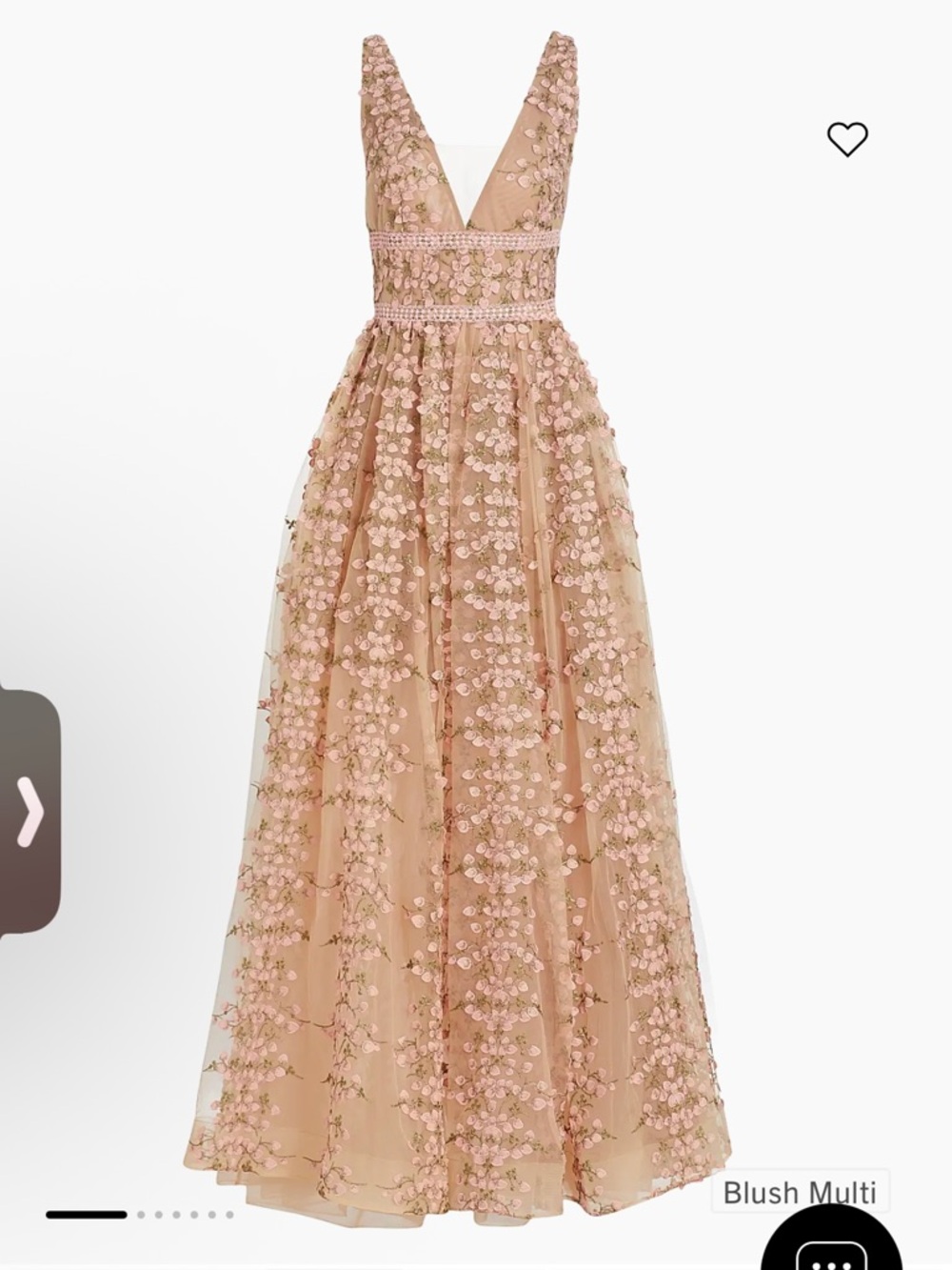Blush Multi Floral Applique V-Neck Gown